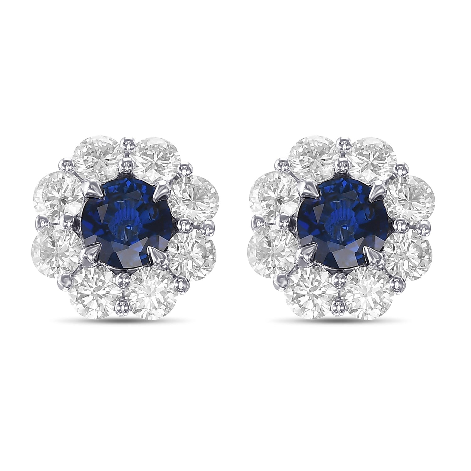 Sapphire & Diamond Floral Halo Earrings