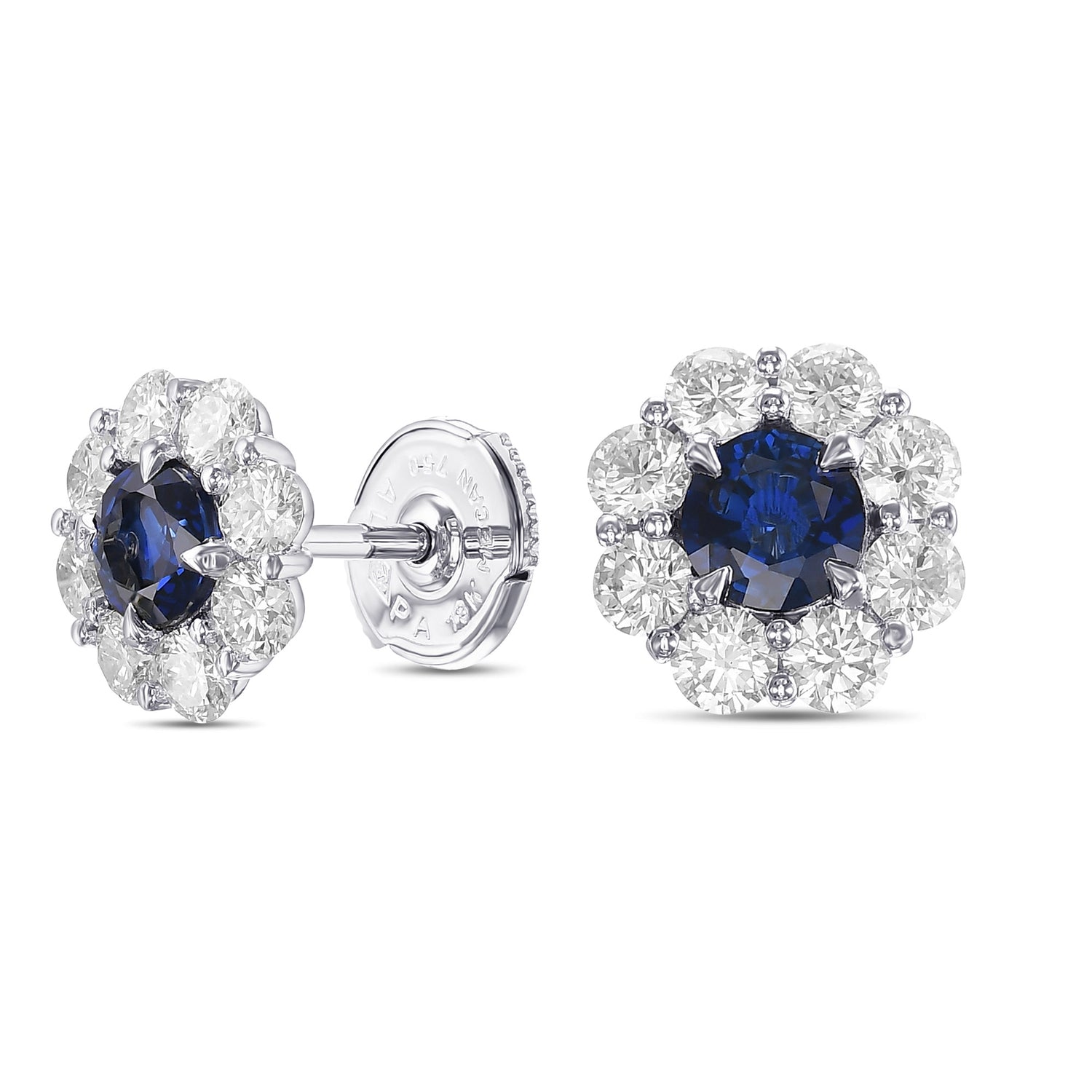 Sapphire & Diamond Floral Halo Earrings