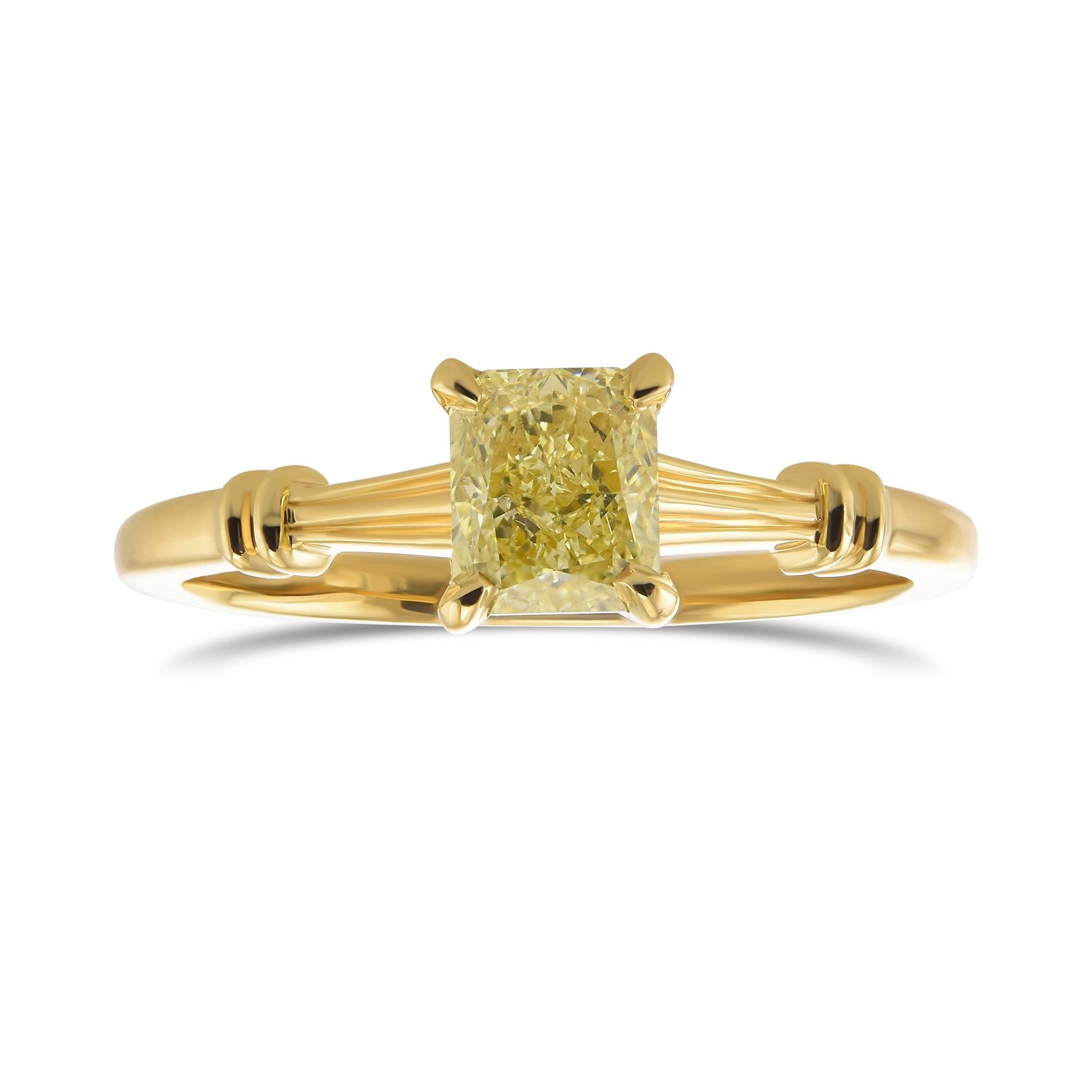 Fancy Yellow Radiant Solitaire Diamond Ring