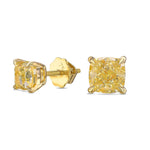 Fancy Yellow Cushion Stud Diamond Earrings