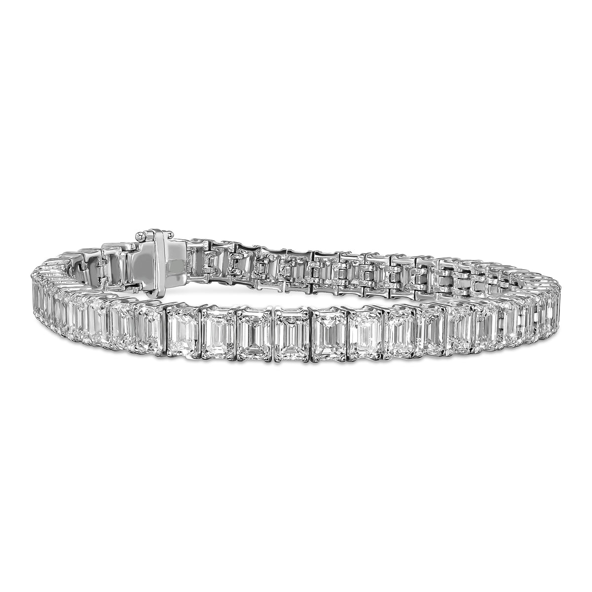  Colorless Emerald Shape Diamond Tennis Bracelet