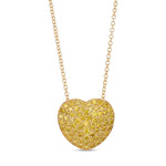Fancy Vivid Yellow Diamond Pave Heart Pendant