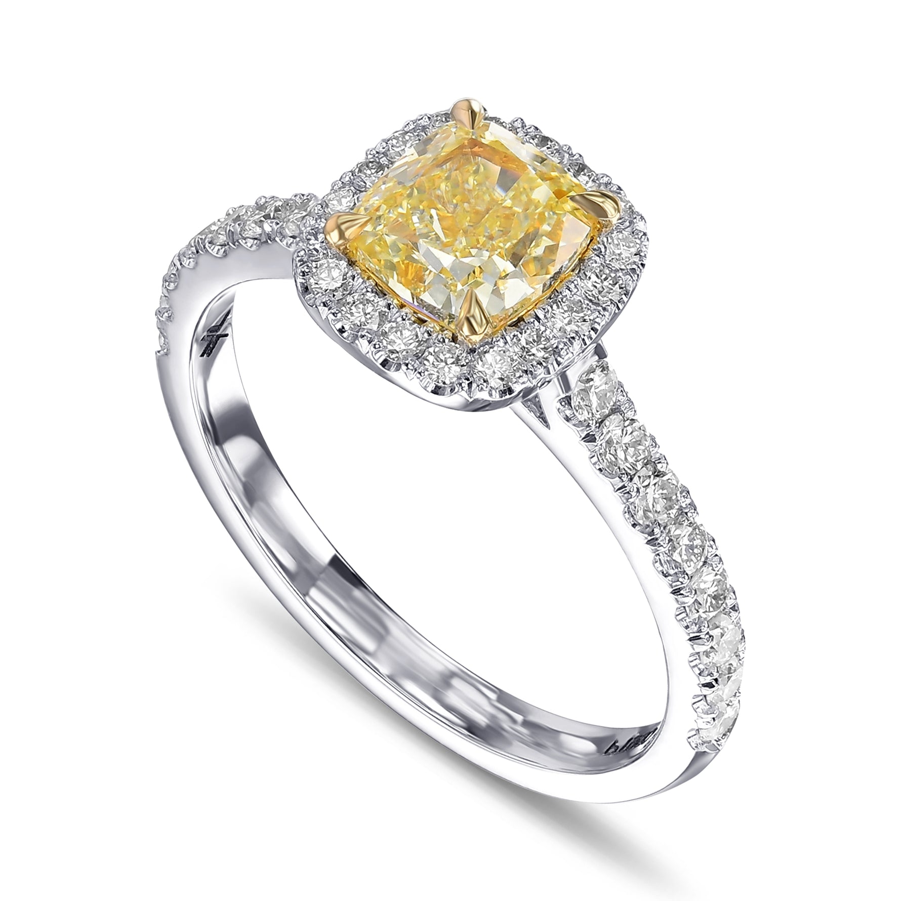Fancy Yellow Cushion Halo Diamond Ring