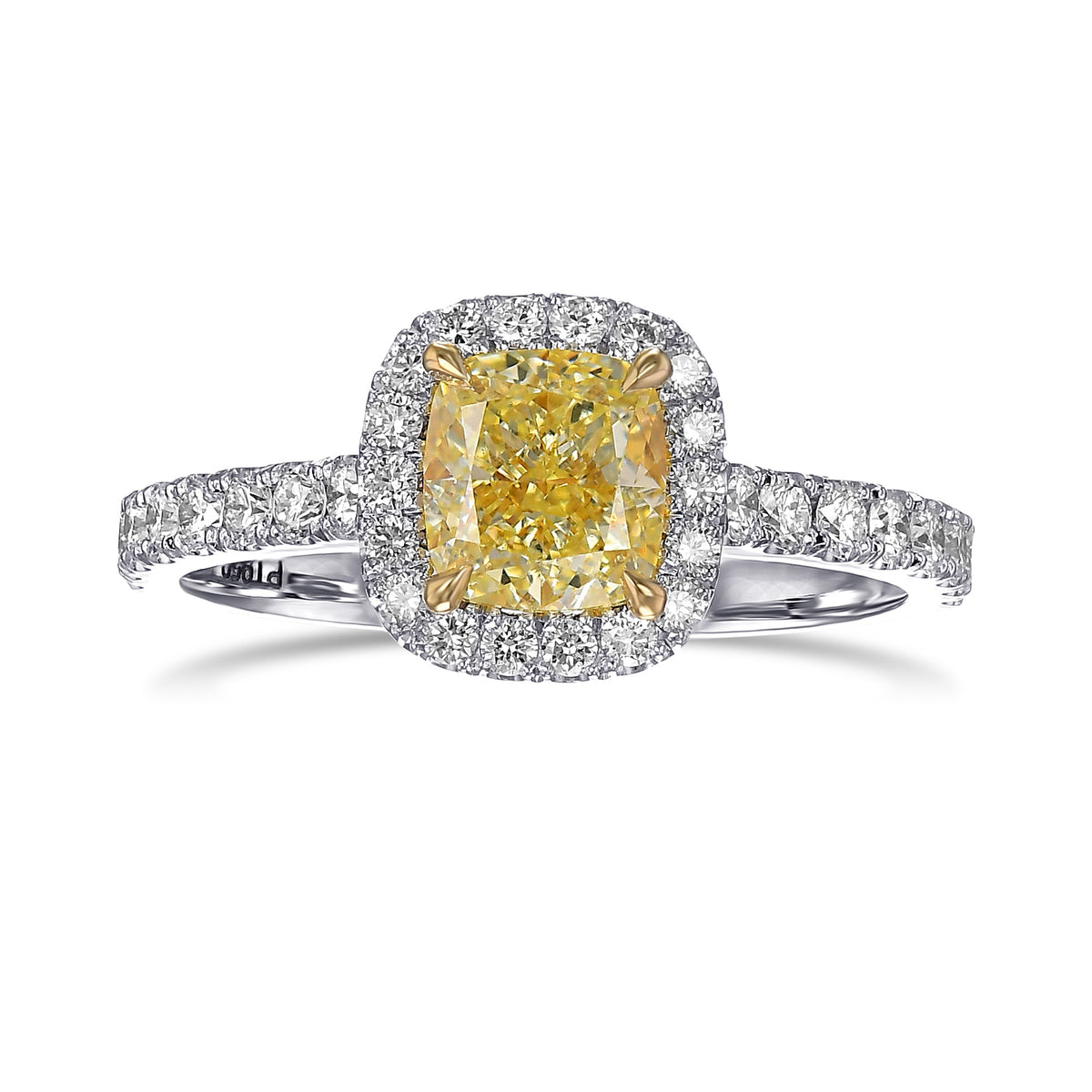 Fancy Yellow Cushion Halo Diamond Ring