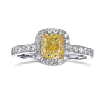 Fancy Yellow Cushion Halo Diamond Ring