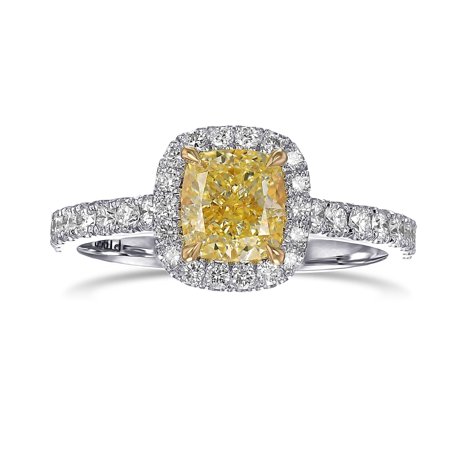 Fancy Yellow Cushion Halo Diamond Ring