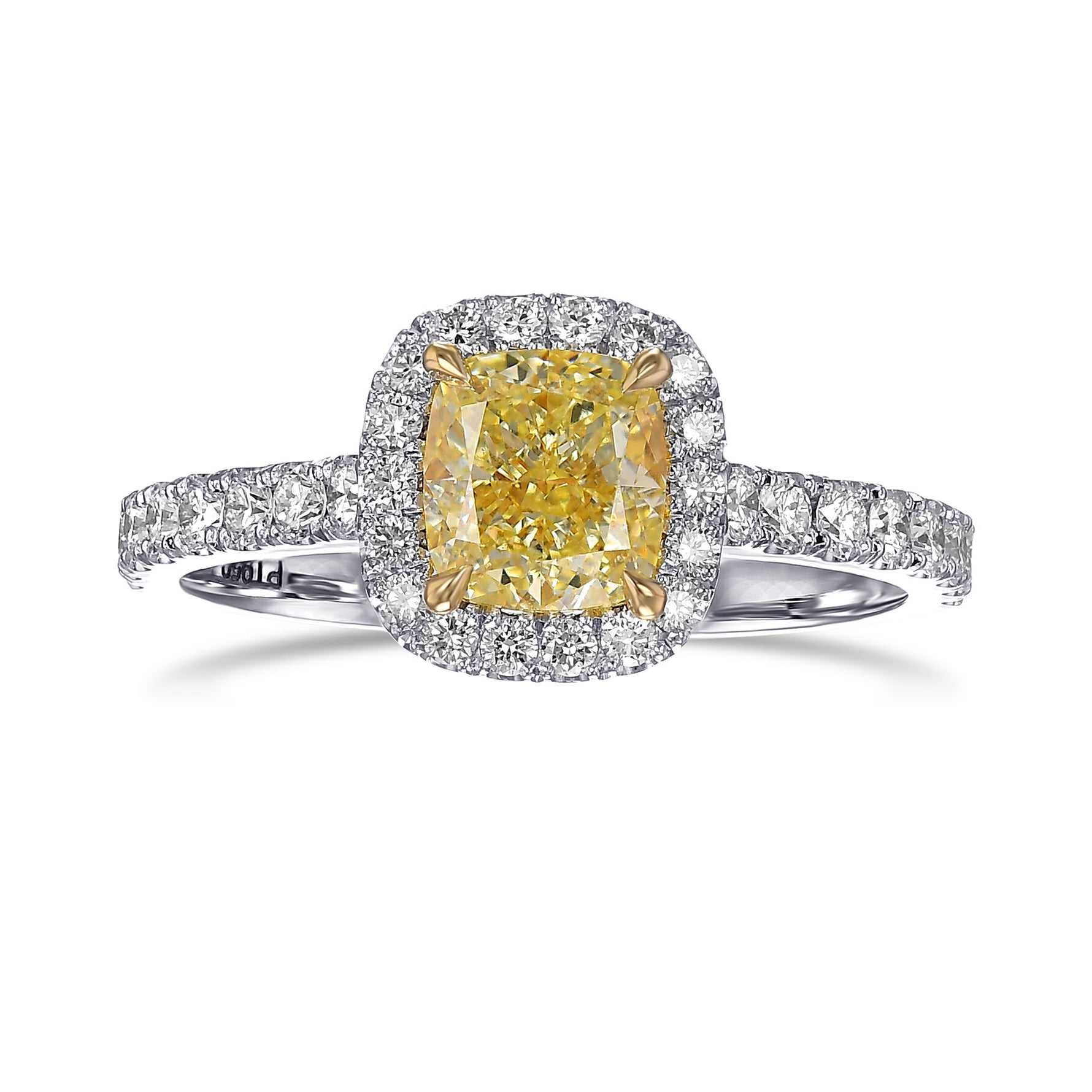 Fancy Yellow Cushion Halo Diamond Ring