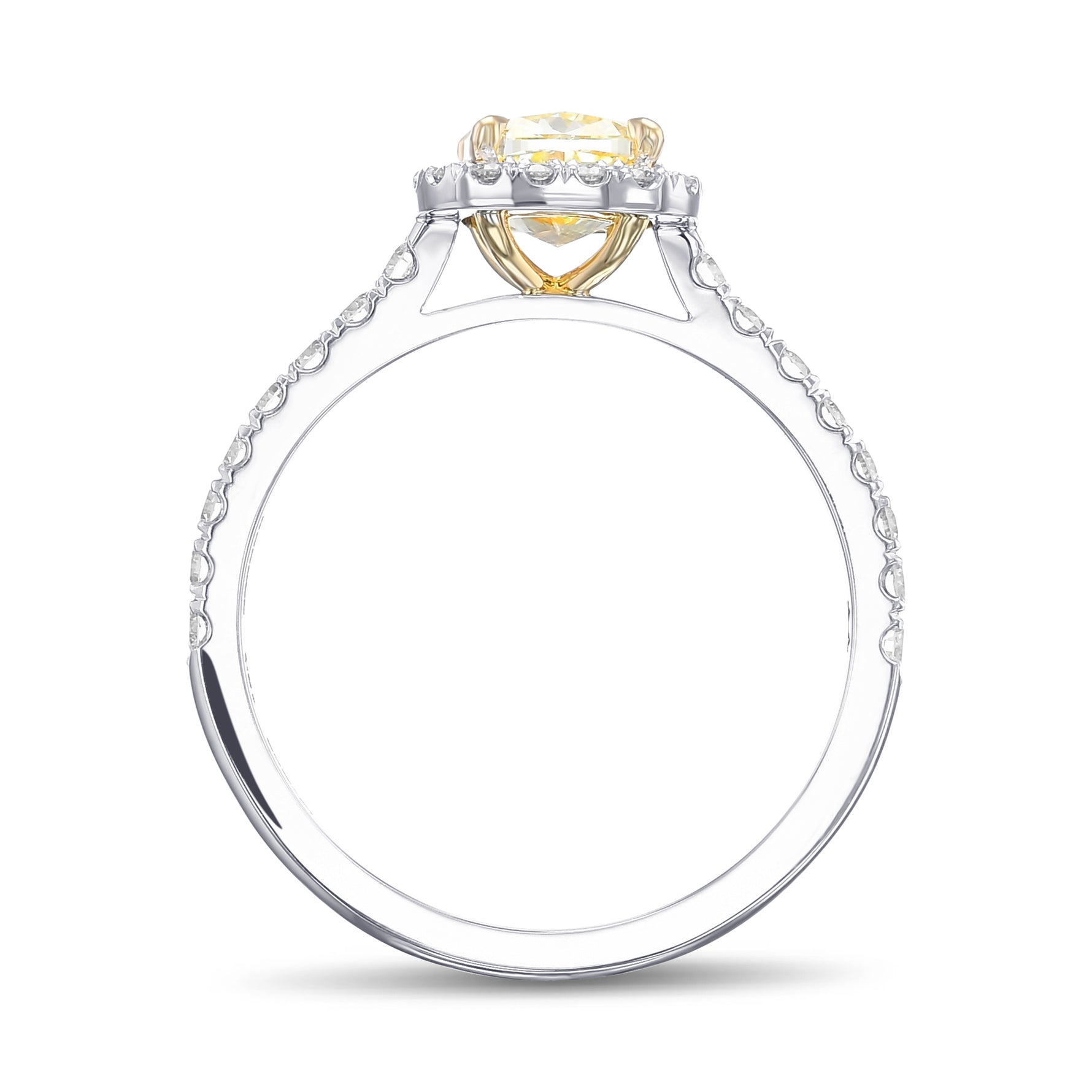Fancy Yellow Cushion Halo Diamond Ring