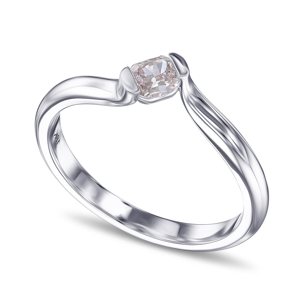 Light Pink Cushion Solitaire Ring