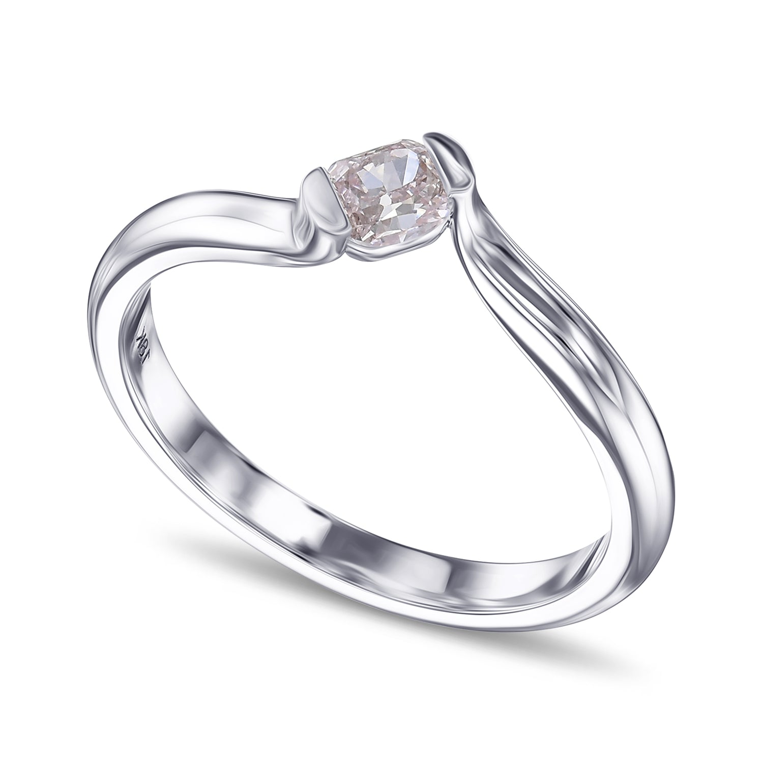 Light Pink Cushion Solitaire Ring