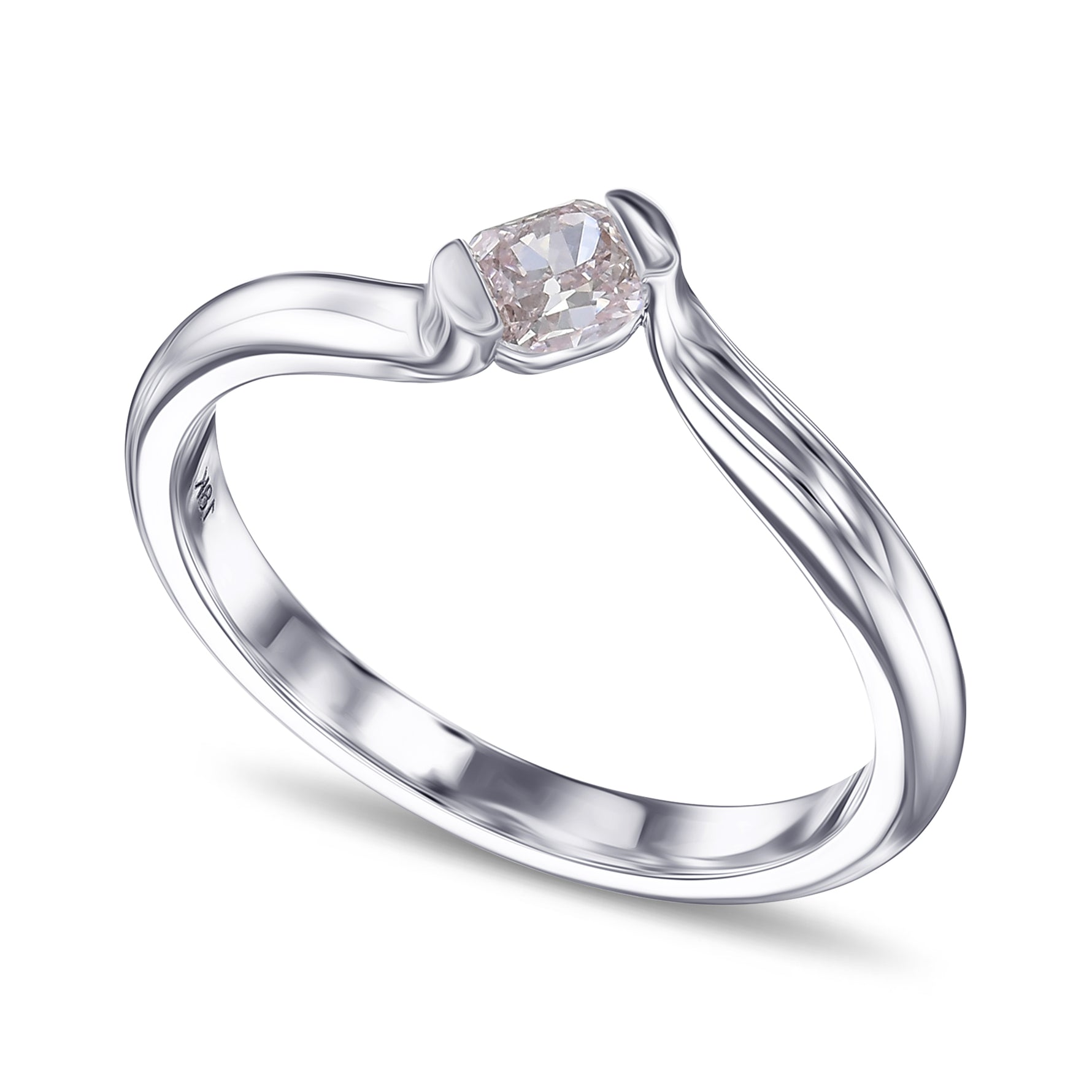 Light Pink Cushion Solitaire Ring