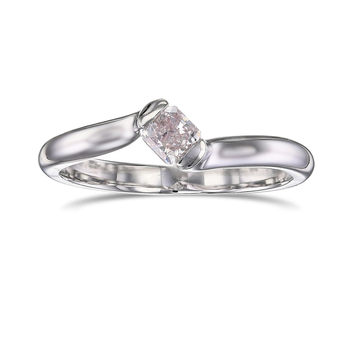 Light Pink Cushion Solitaire Ring