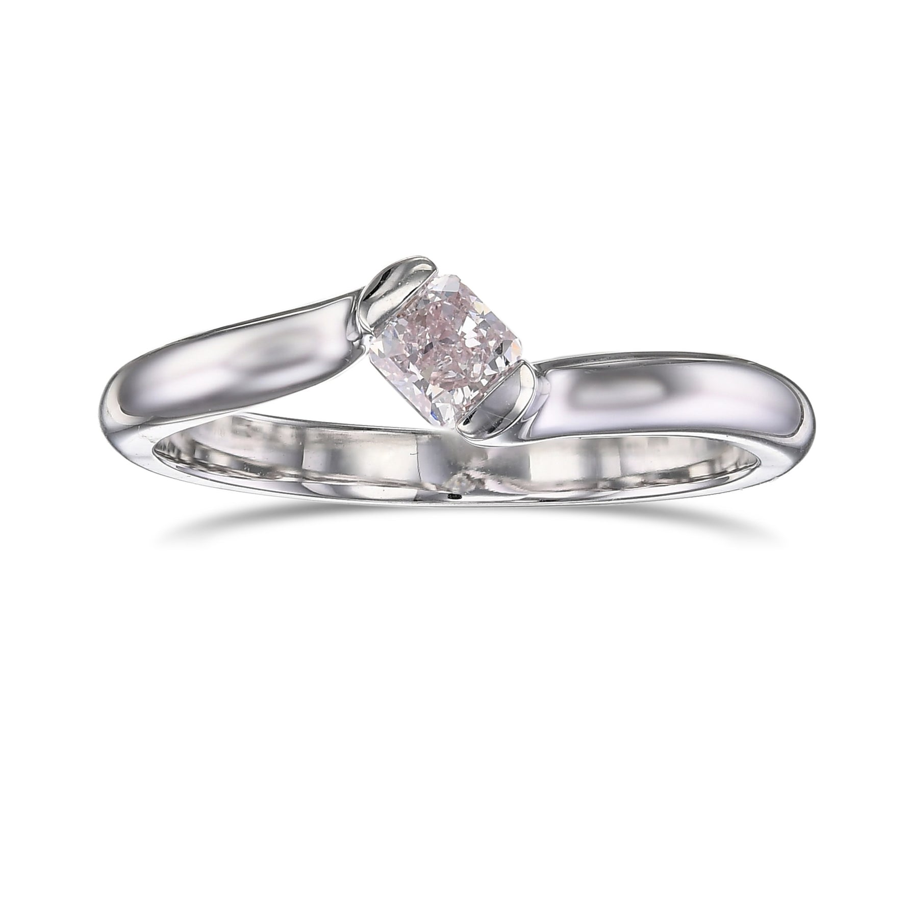 Light Pink Cushion Solitaire Ring