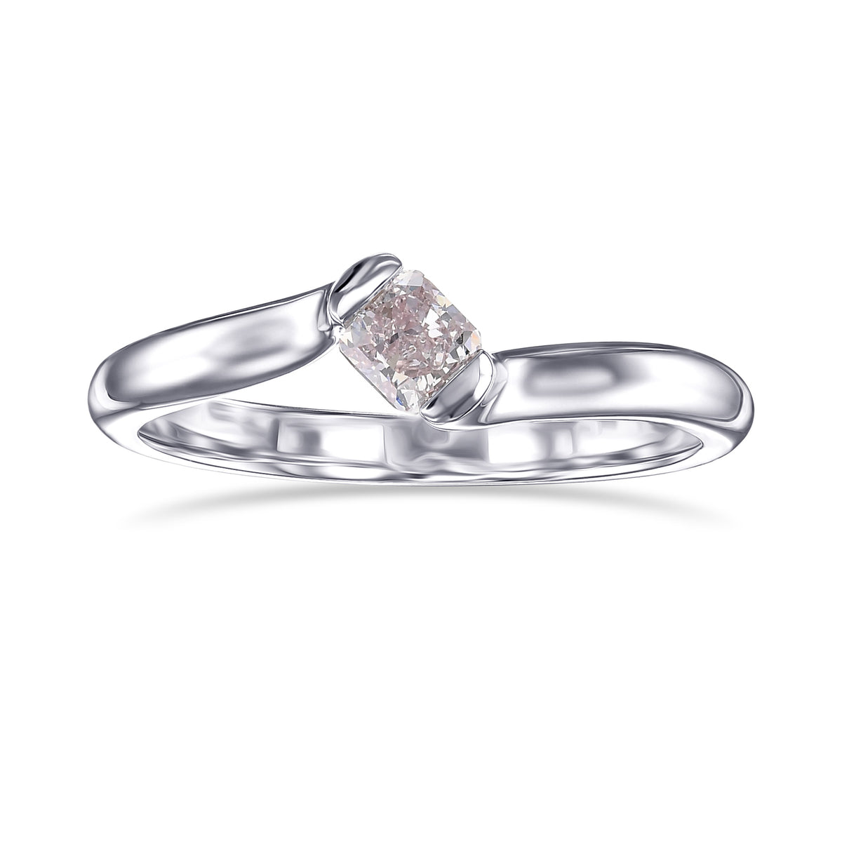Light Pink Cushion Solitaire Ring