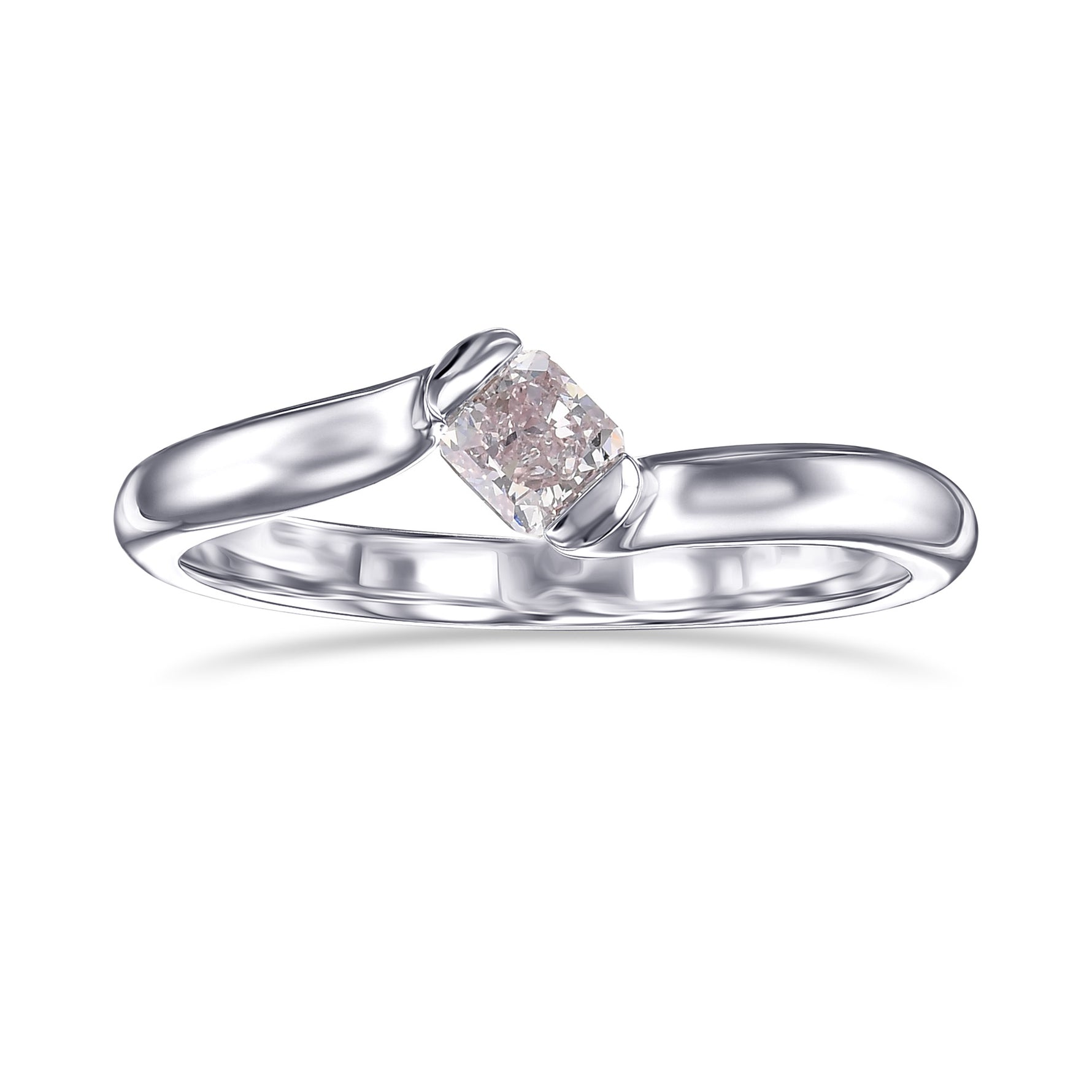 Light Pink Cushion Solitaire Ring