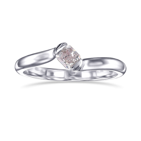 Light Pink Cushion Solitaire Ring