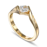 Very Light Green Radiant Solitaire Diamond Ring