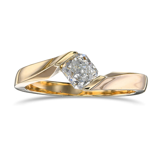 Very Light Green Radiant Solitaire Diamond Ring