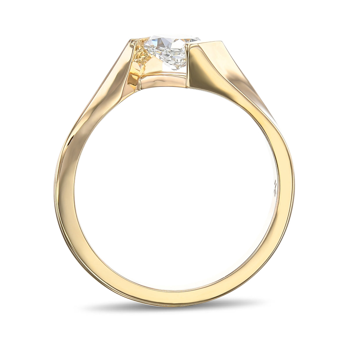 Very Light Green Radiant Solitaire Diamond Ring