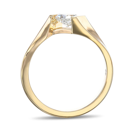 Very Light Green Radiant Solitaire Diamond Ring