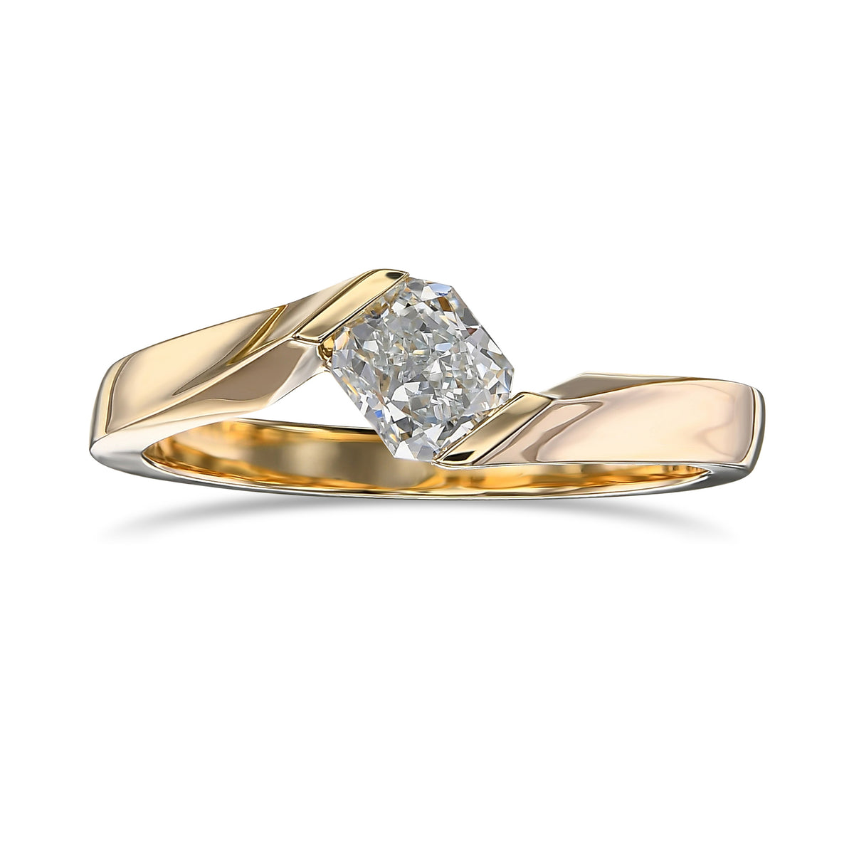 Very Light Green Radiant Solitaire Diamond Ring