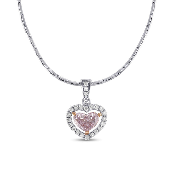 Fancy Light Pink Heart Shape Diamond Halo Pendant