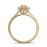 Fancy Vivid Yellow Orange Pear Halo Diamond Ring