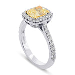 Fancy Yellow Cushion Diamond Carriage Halo Ring