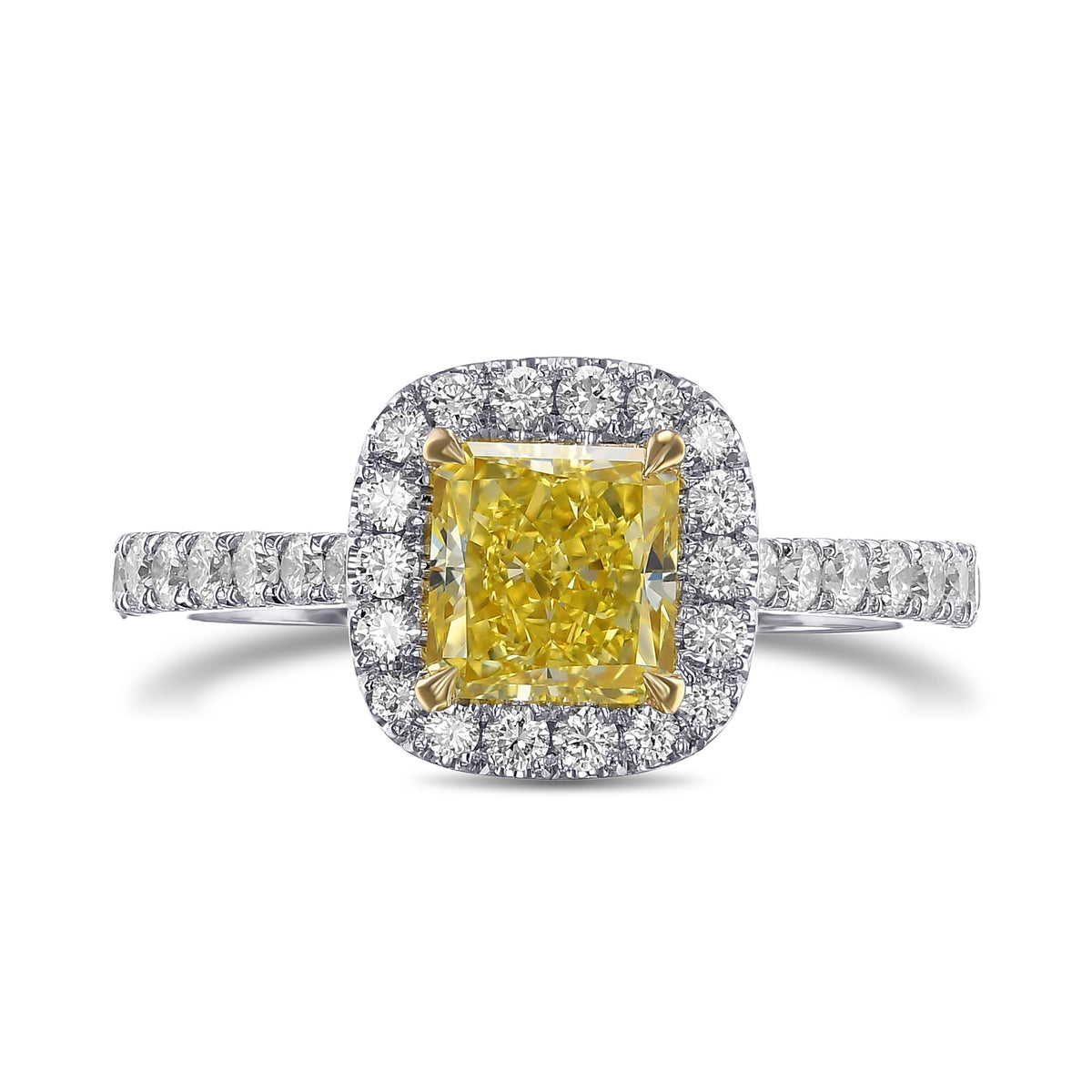 Fancy Intense Yellow Radiant Halo Diamond Ring