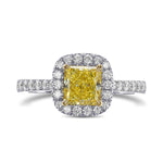 Fancy Intense Yellow Radiant Halo Diamond Ring
