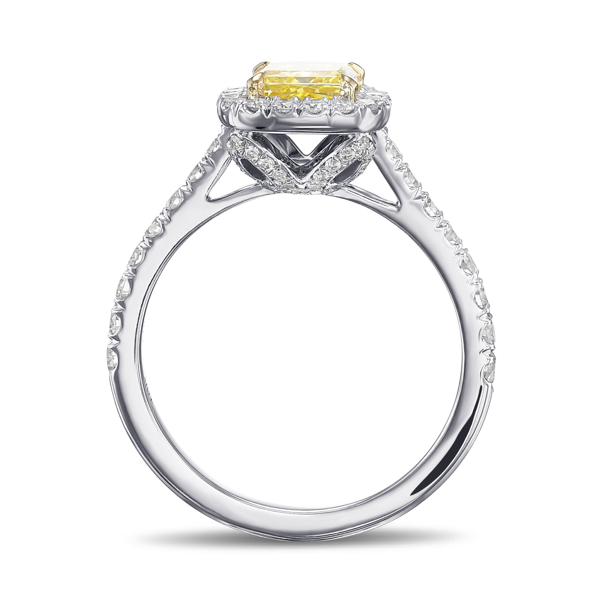 Fancy Intense Yellow Radiant Halo Diamond Ring