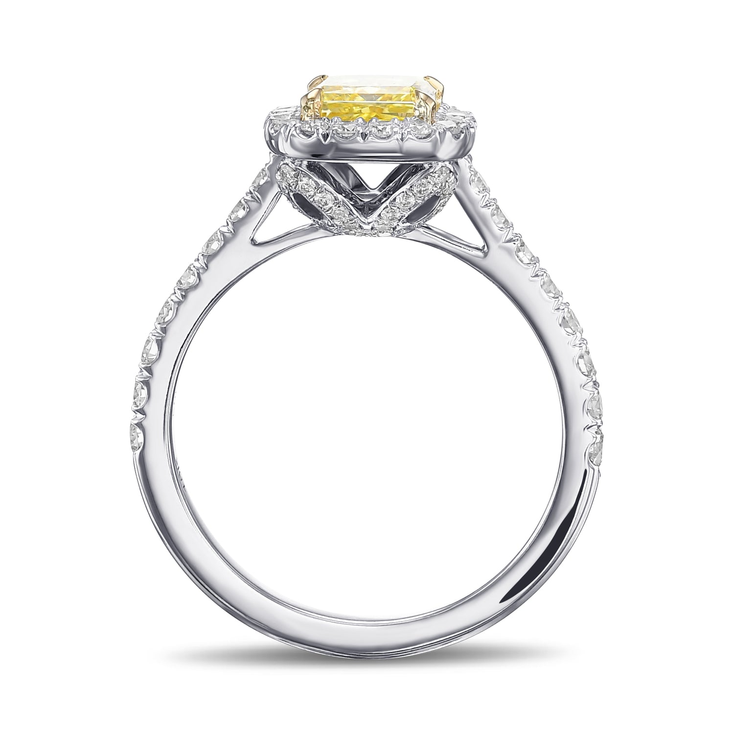 Fancy Intense Yellow Radiant Halo Diamond Ring