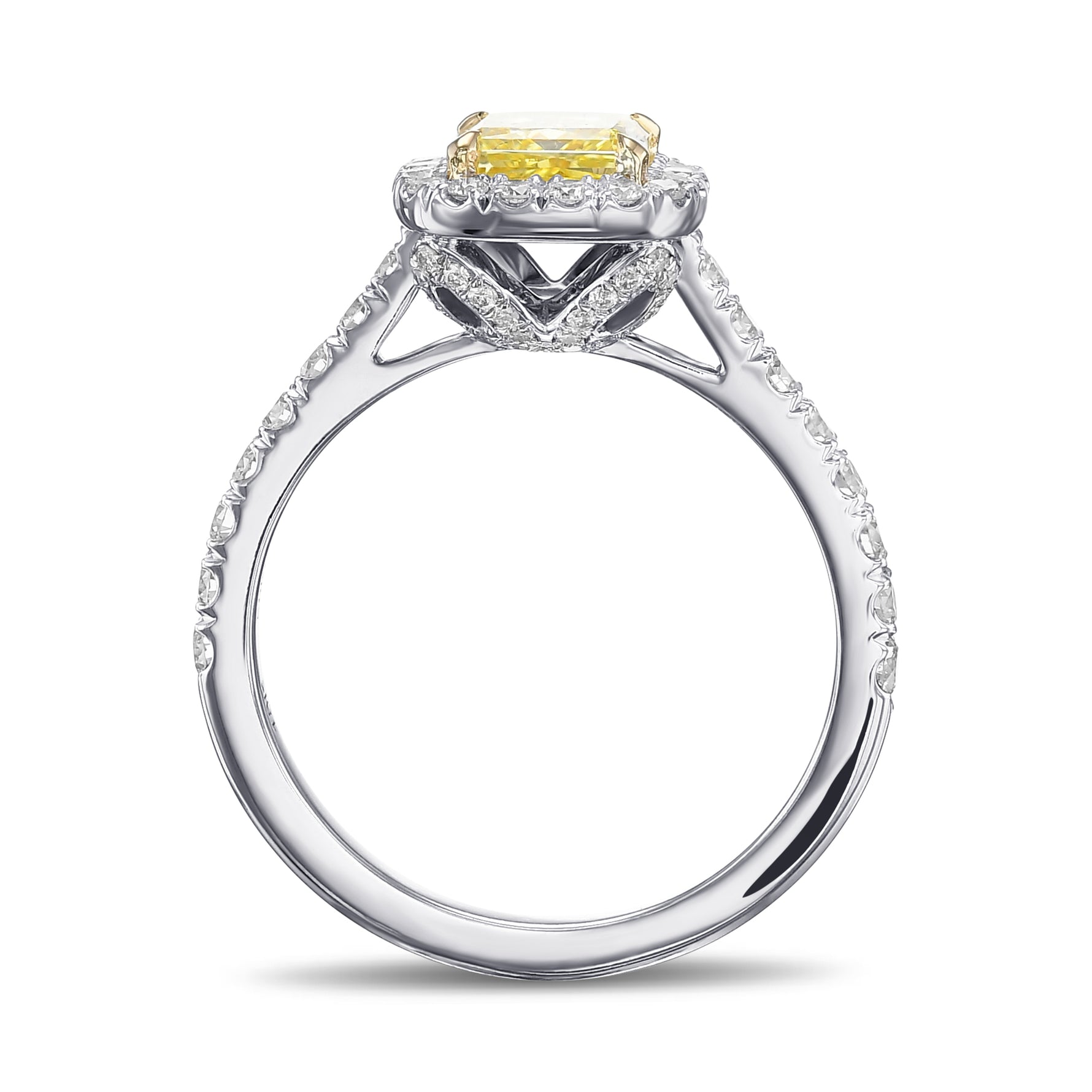 Fancy Intense Yellow Radiant Halo Diamond Ring