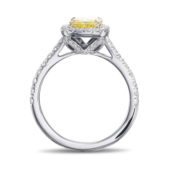 Fancy Intense Yellow Radiant Halo Diamond Ring