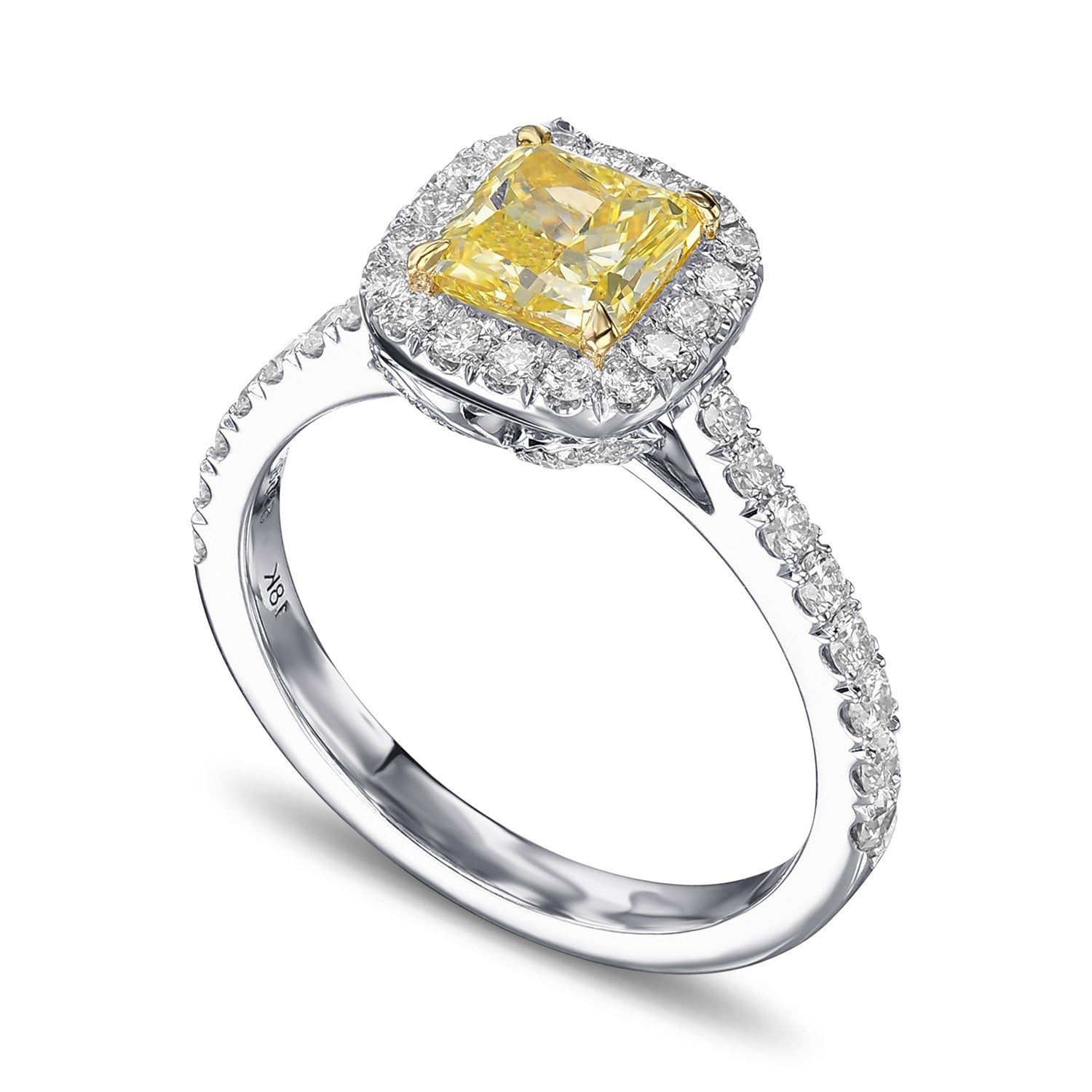 Fancy Intense Yellow Radiant Halo Diamond Ring