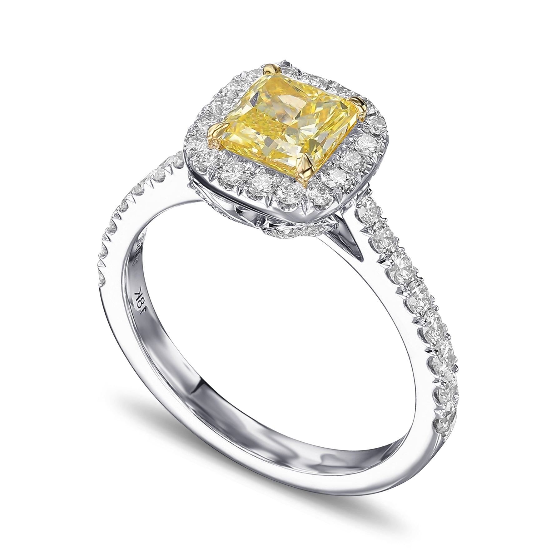 Fancy Intense Yellow Radiant Halo Diamond Ring