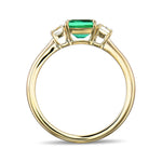 Emerald & Fancy Light Yellow Radiant Diamond 3-stone Ring