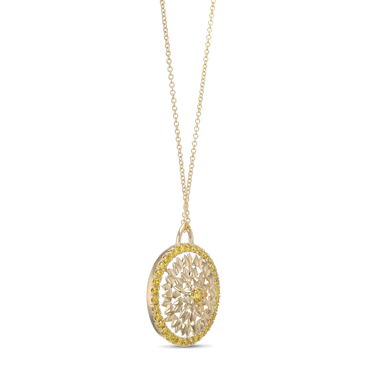 Fancy Deep Yellow Round Diamond Pendant