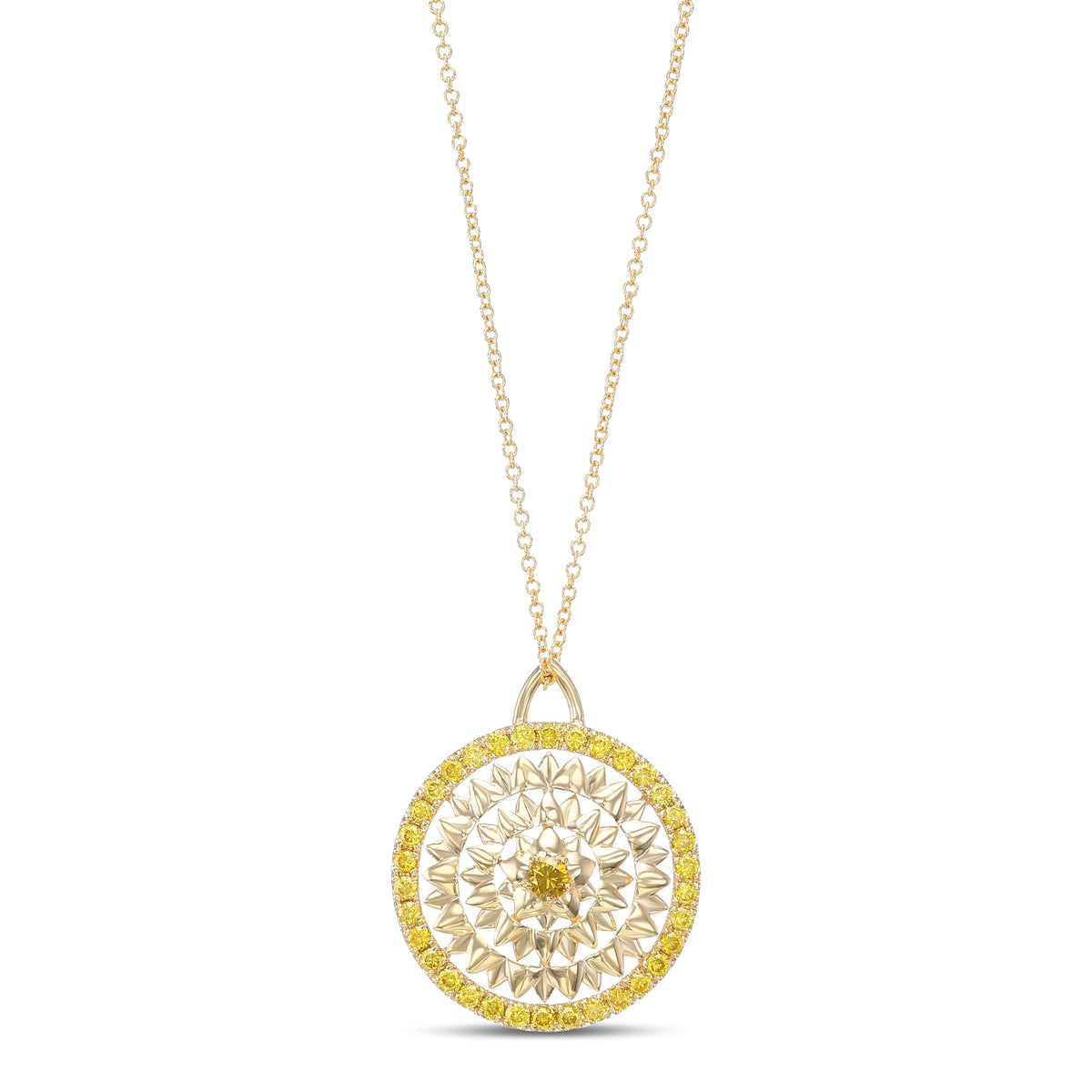 Fancy Deep Yellow Round Diamond Pendant