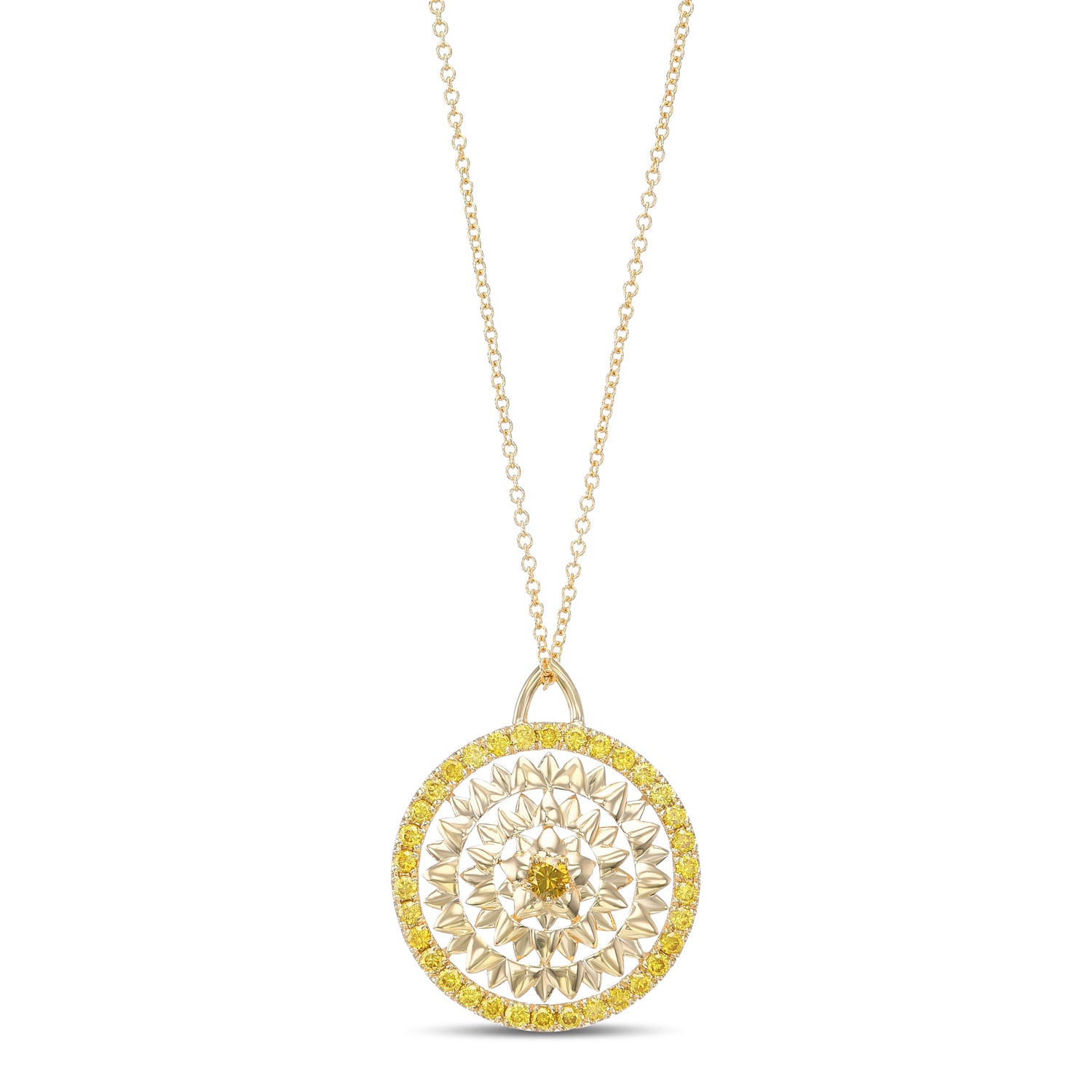 Fancy Deep Yellow Round Diamond Pendant