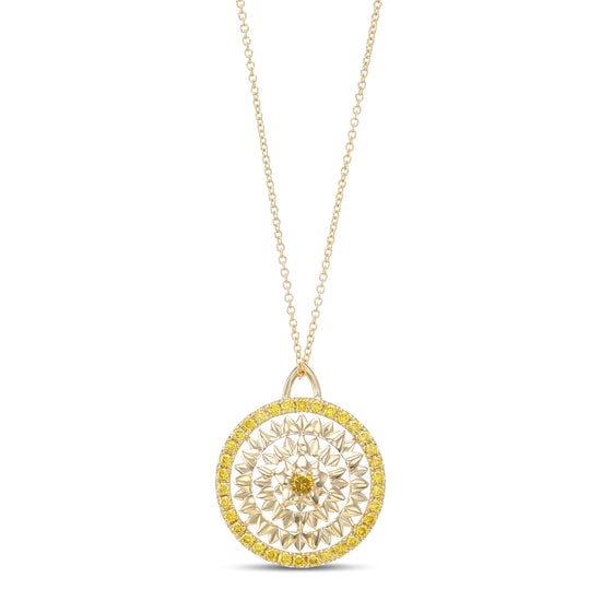 Fancy Deep Yellow Round Diamond Pendant