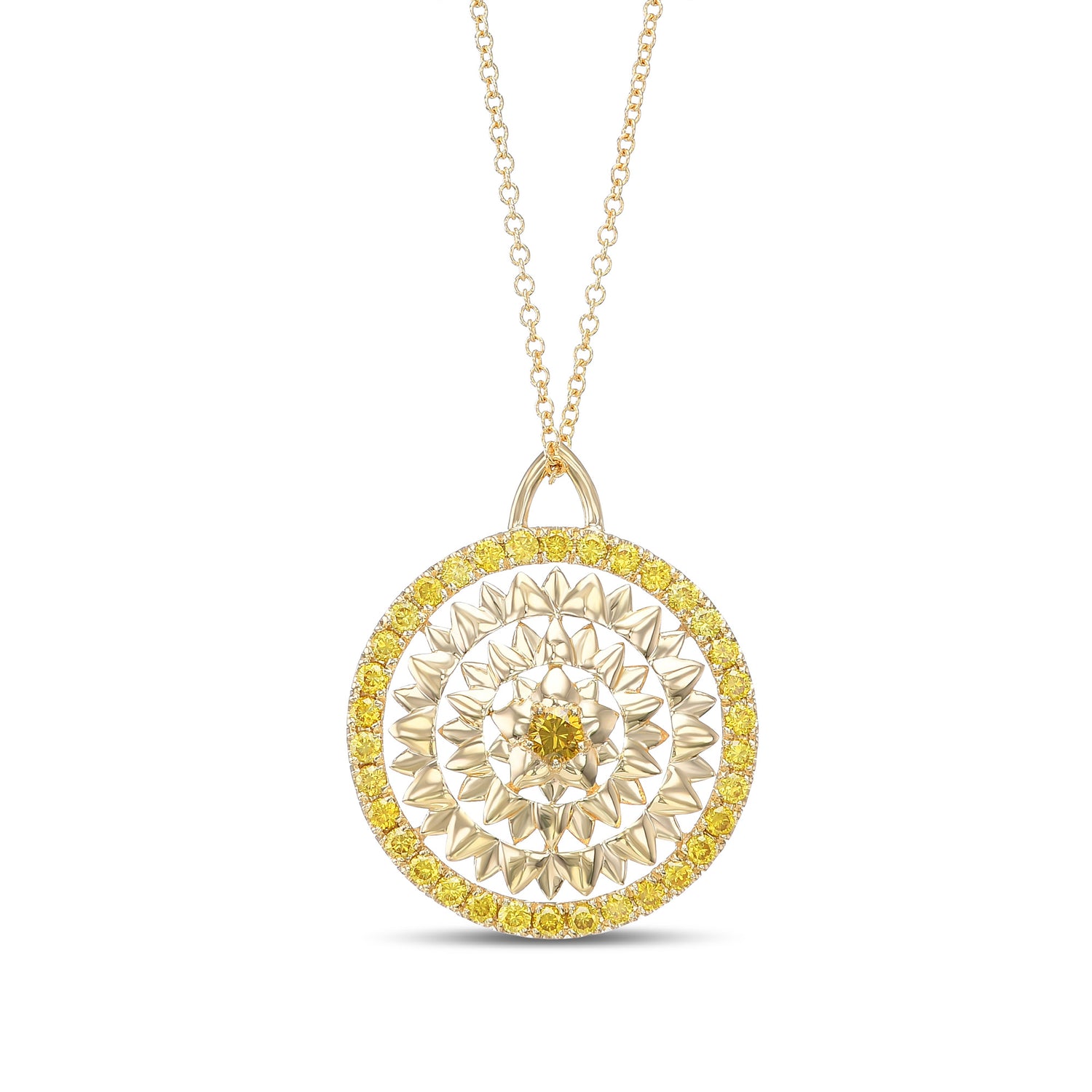 Fancy Deep Yellow Round Diamond Pendant