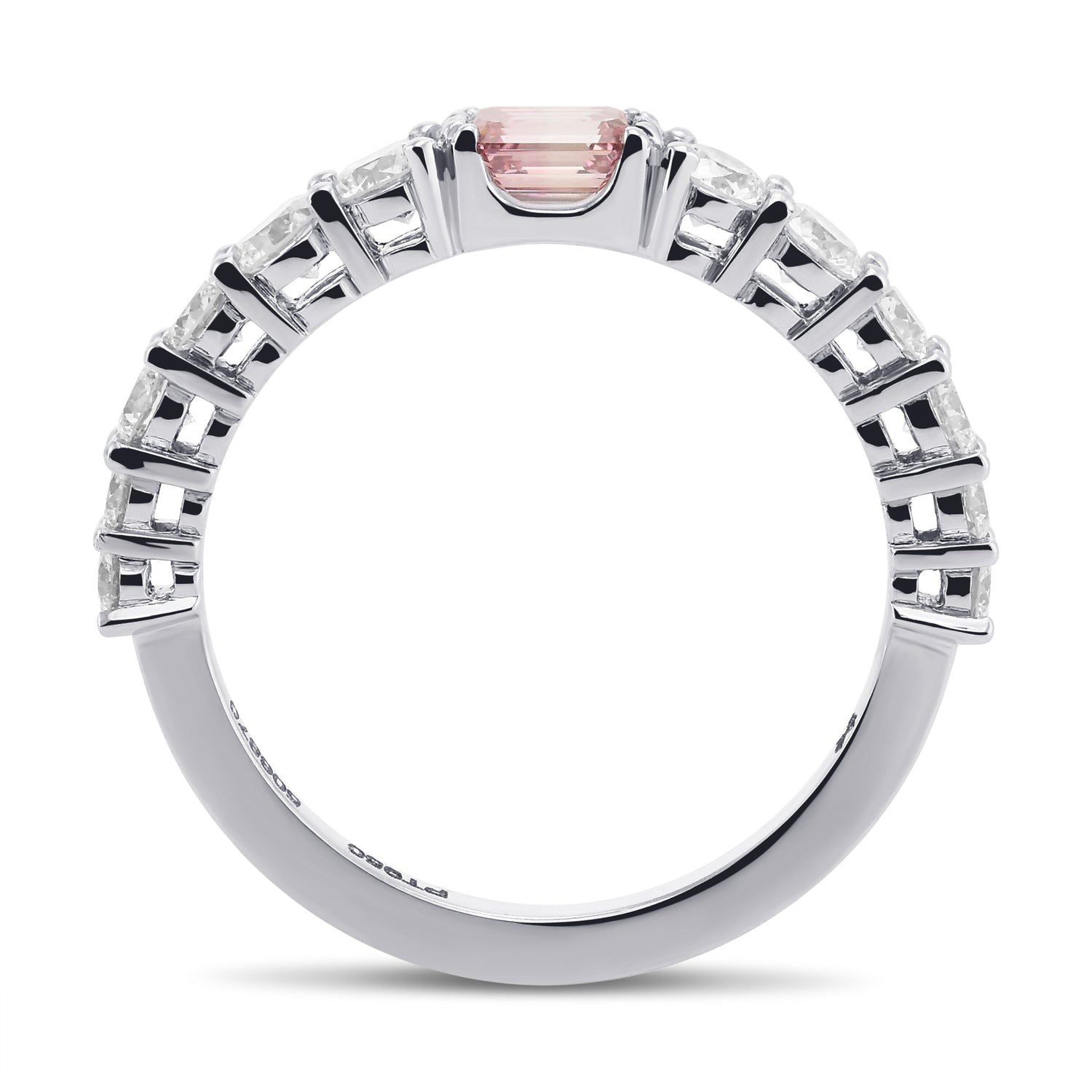 Emerald Fancy Intense Purplish Pink Side Stone Diamond Ring 