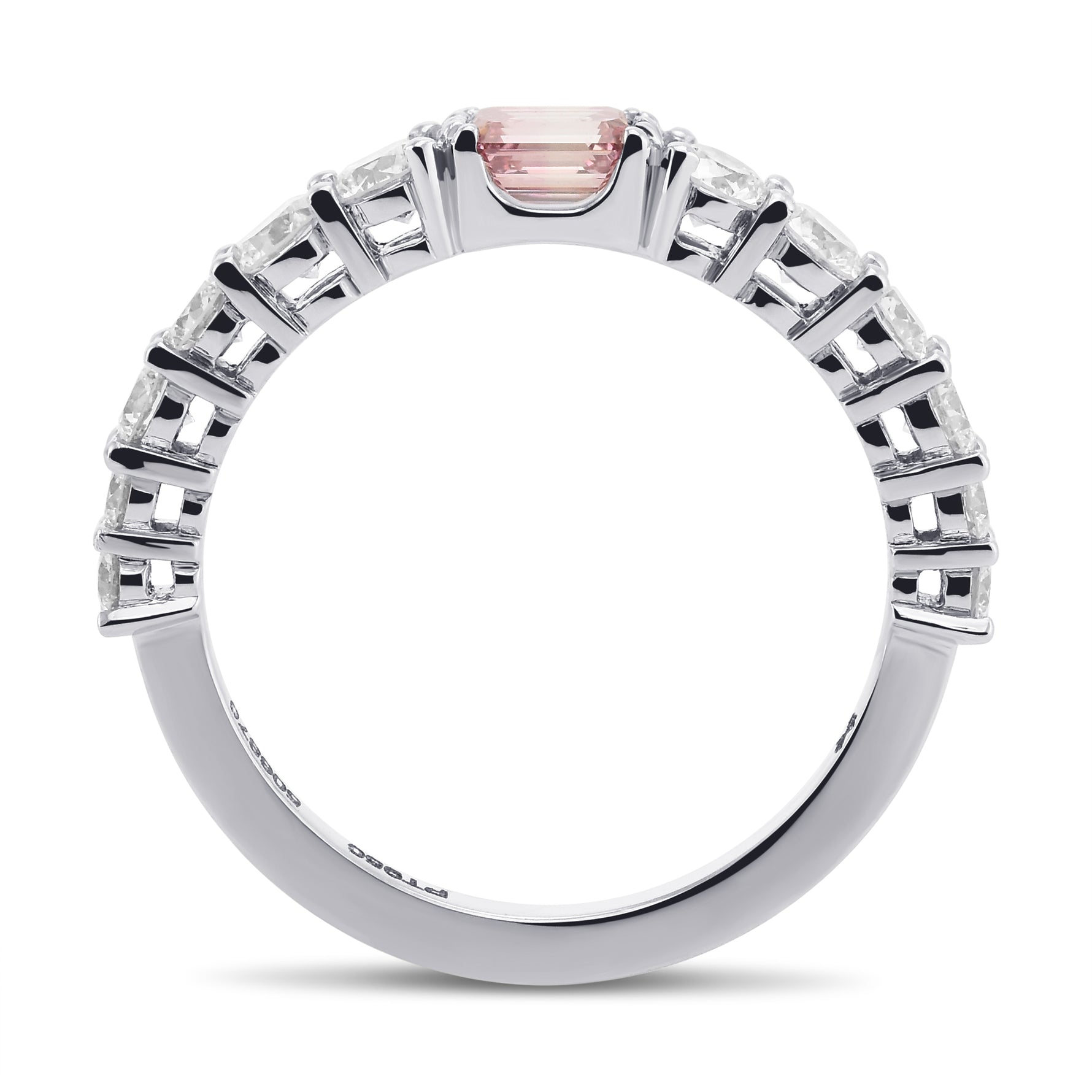 Emerald Fancy Intense Purplish Pink Side Stone Diamond Ring 