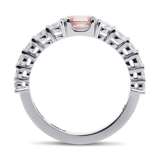 Emerald Fancy Intense Purplish Pink Side Stone Diamond Ring 