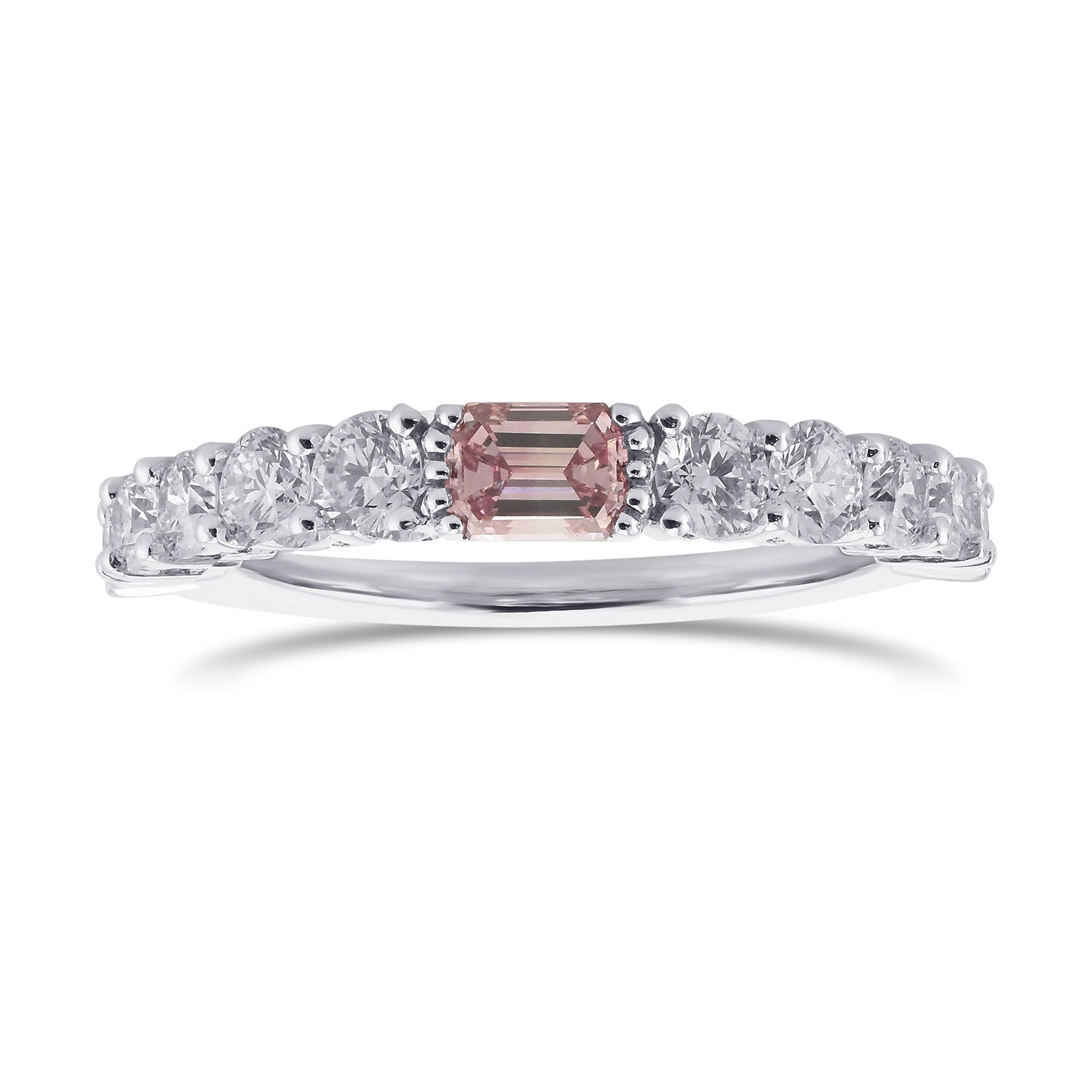 Emerald Fancy Intense Purplish Pink Side Stone Diamond Ring 