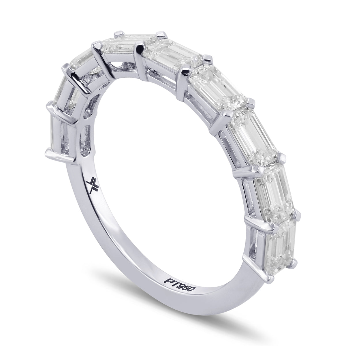 Emerald Half-Eternity Diamond Ring