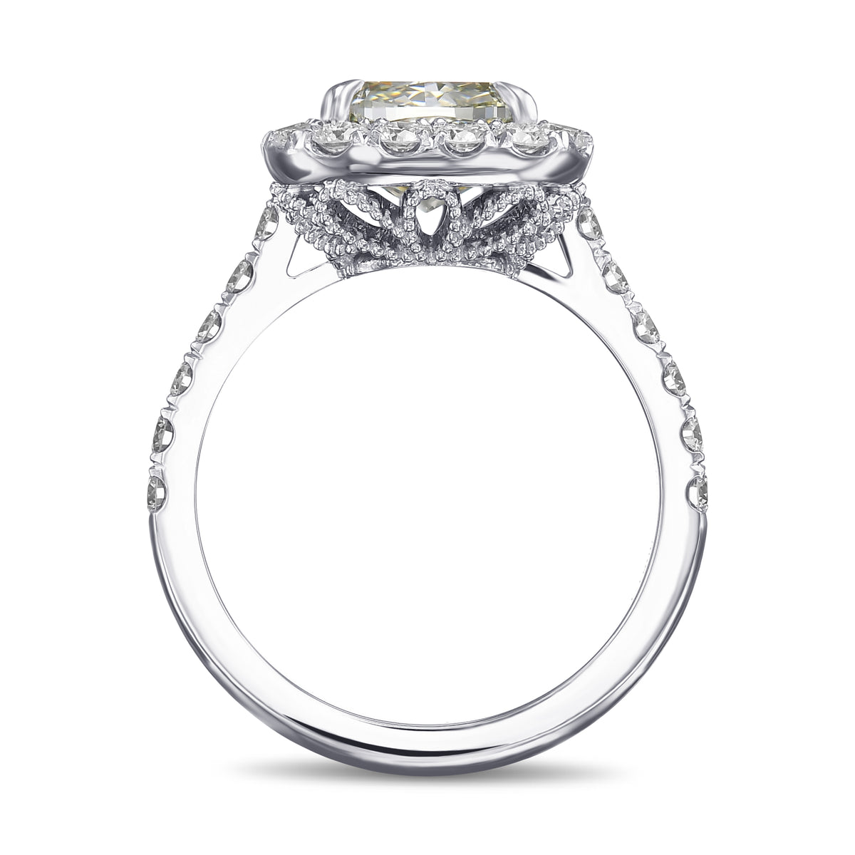 Chameleon Cushion Diamond Halo Ring