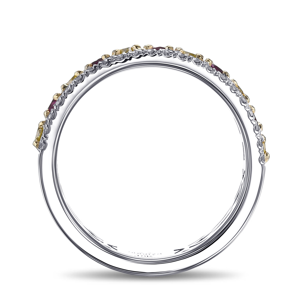 Ruby and Fancy Intense Yellow Diamond Band ring