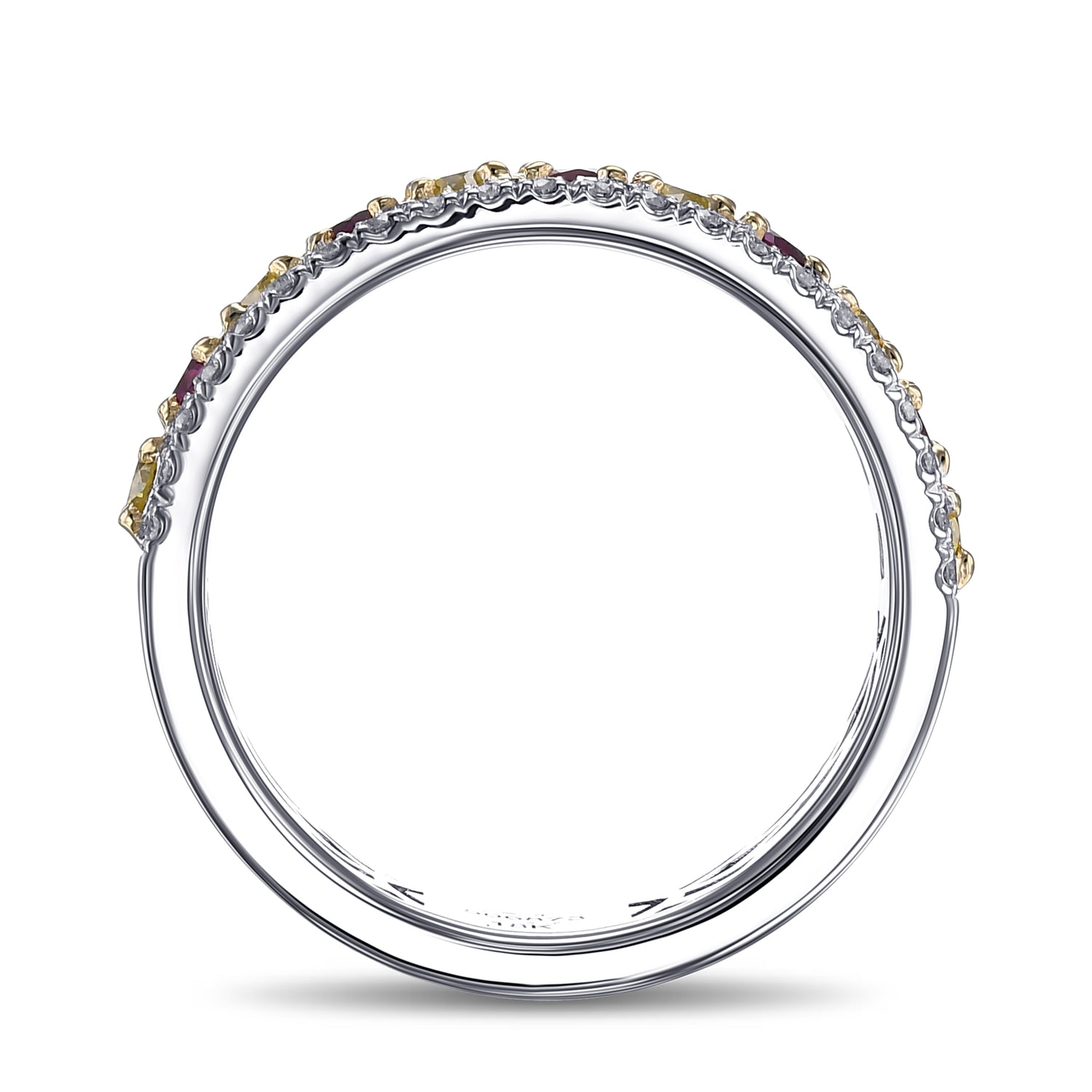 Ruby and Fancy Intense Yellow Diamond Band ring